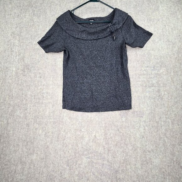 Rafaella Womens Gray Short Sleeve Cowl Neck Knit Top S 100% Cotton - Picture 1 of 7